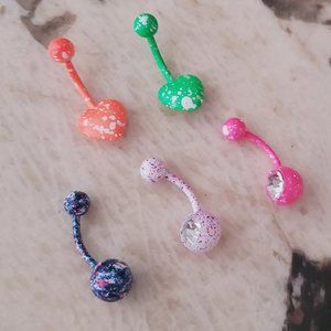 5 pieces 14g surgical steel banana belly button ring, navel ring piercing